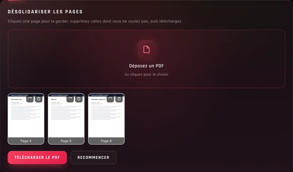 Il reste les pages 4, 5 et 6 du dossier fictif : le curriculum vitae, le diplôme et l'attestation employeur