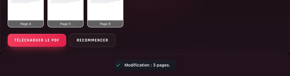 Le bouton « Télécharger le PDF » entouré et le message de Pilote PDF « Modification : 3 pages. »